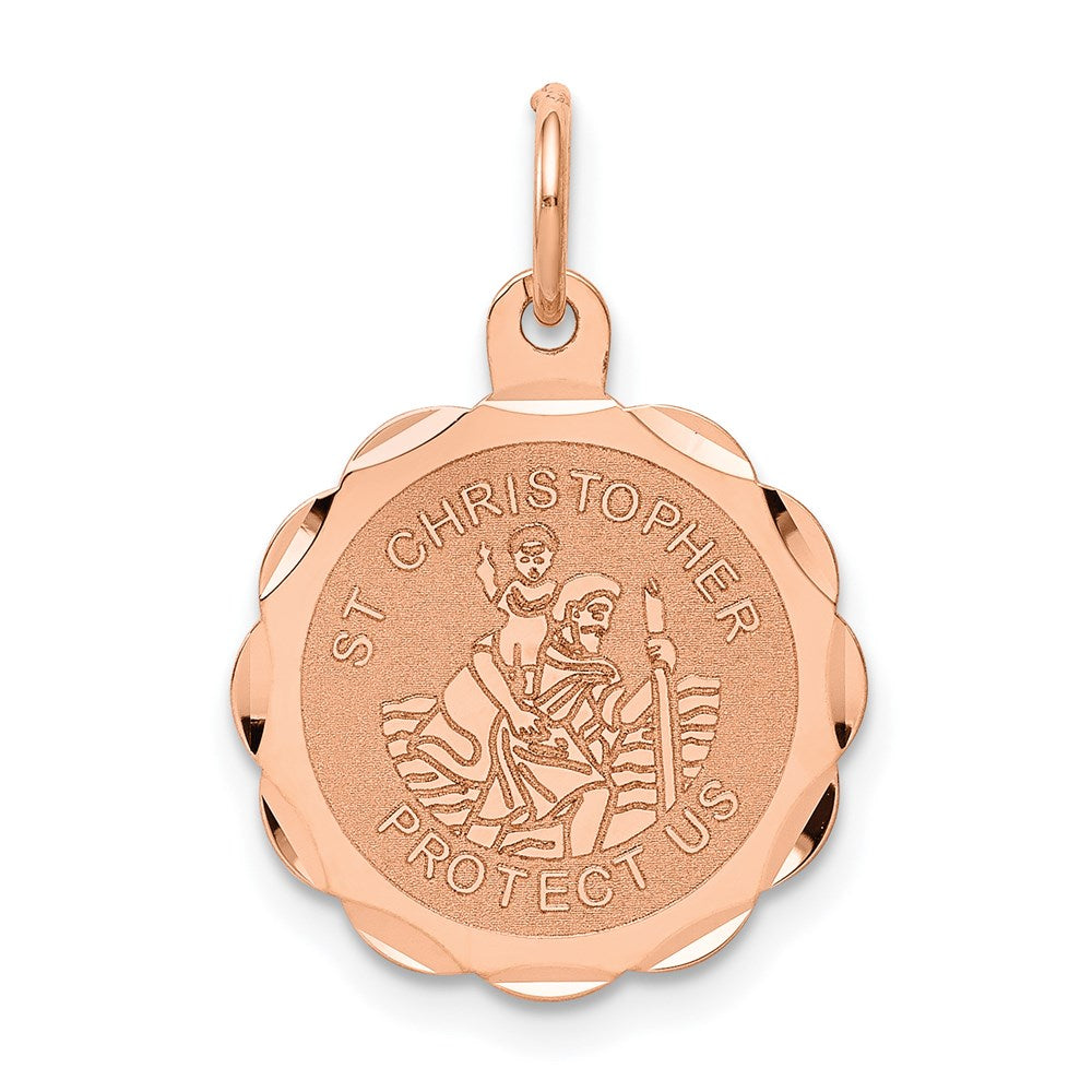 14k Rose Gold 16 mm Saint Christopher Medal Charm