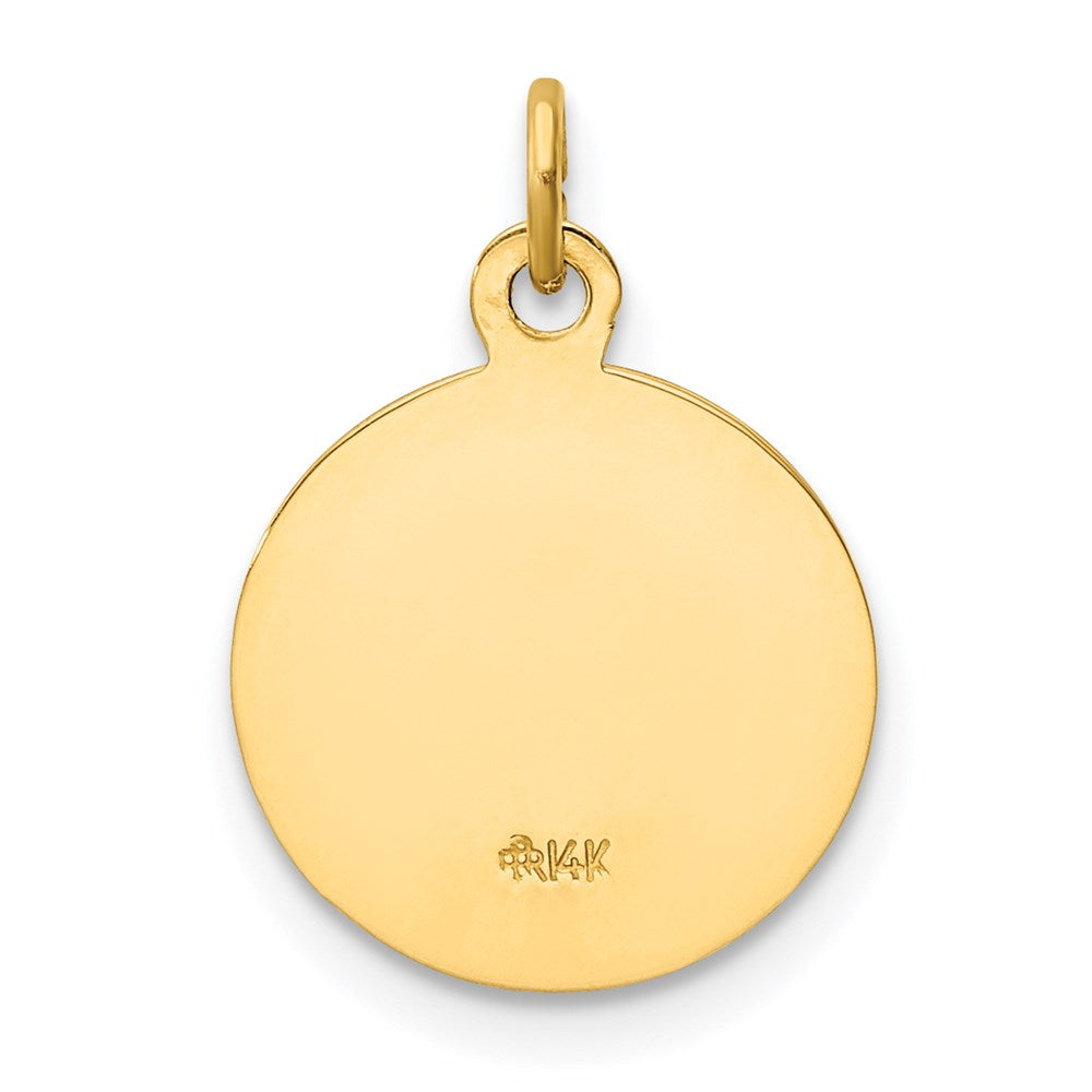 14k Yellow Gold 11.65 mm Caridad Del Cobre Medal Charm (0.77 grams)