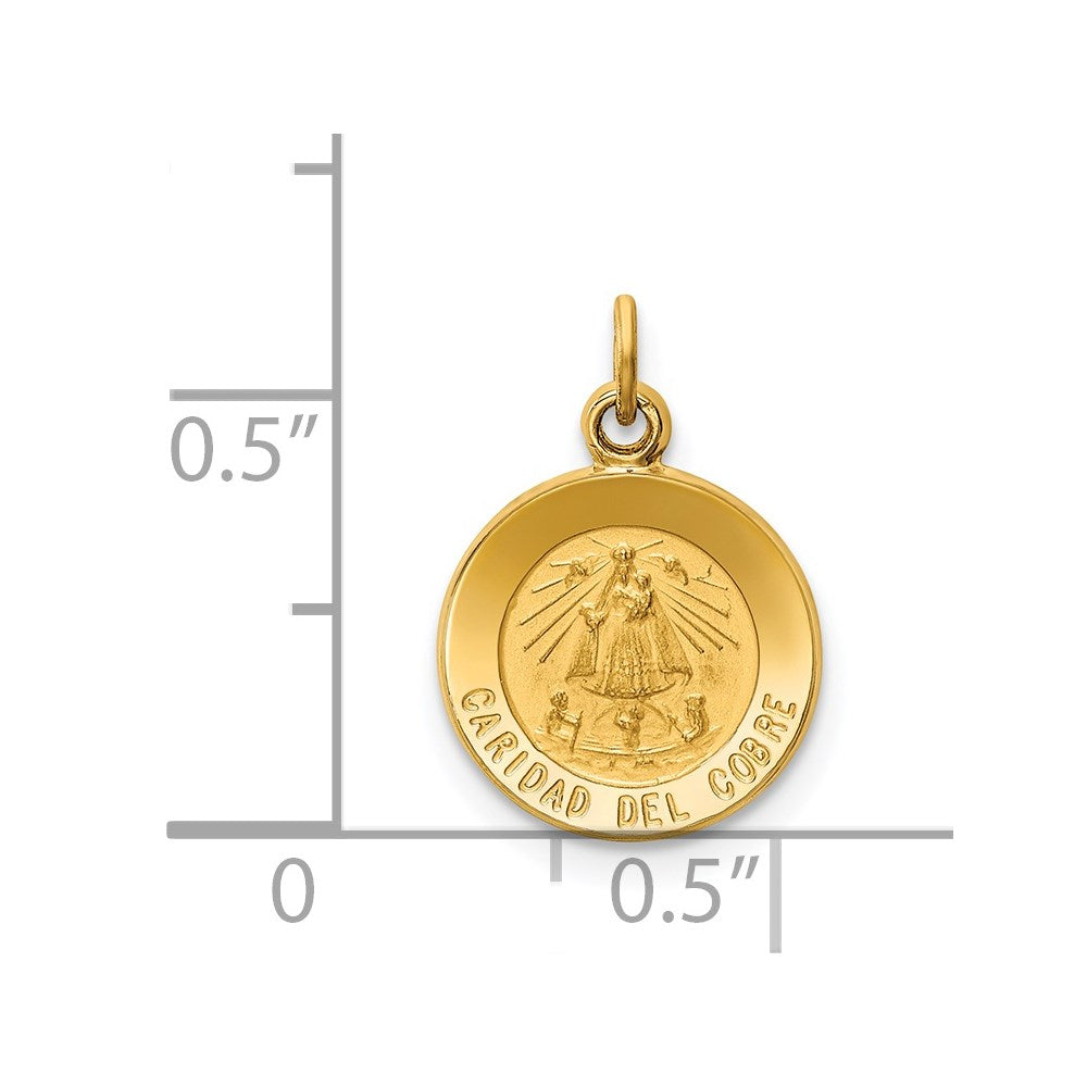 14k Yellow Gold 11.65 mm Caridad Del Cobre Medal Charm (0.77 grams)