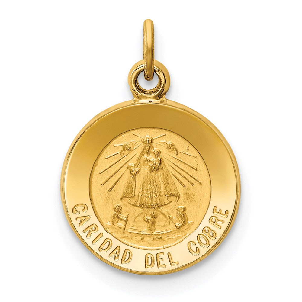 14k Yellow Gold 11.65 mm Caridad Del Cobre Medal Charm (0.77 grams)