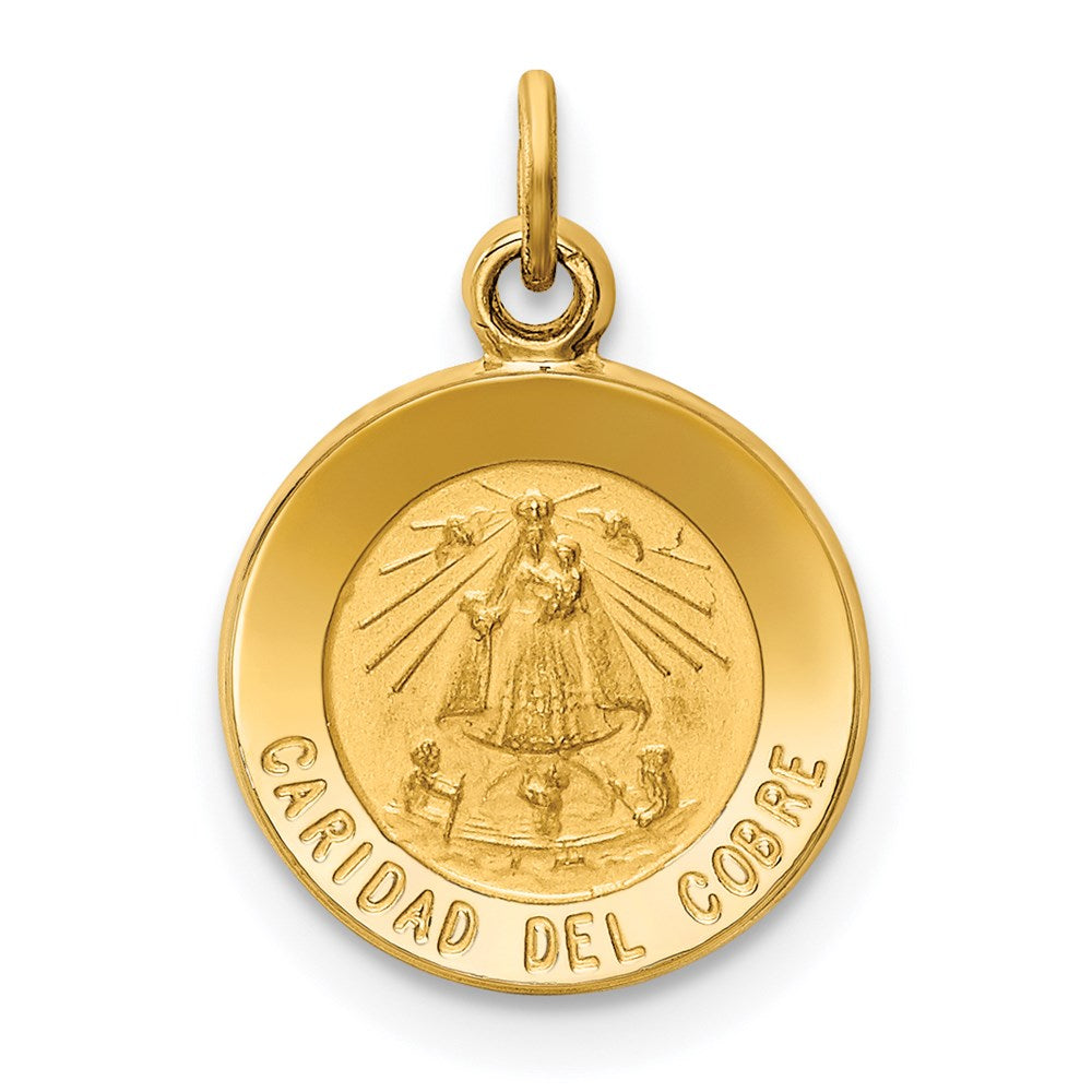 14k Yellow Gold 11.65 mm Caridad Del Cobre Medal Charm