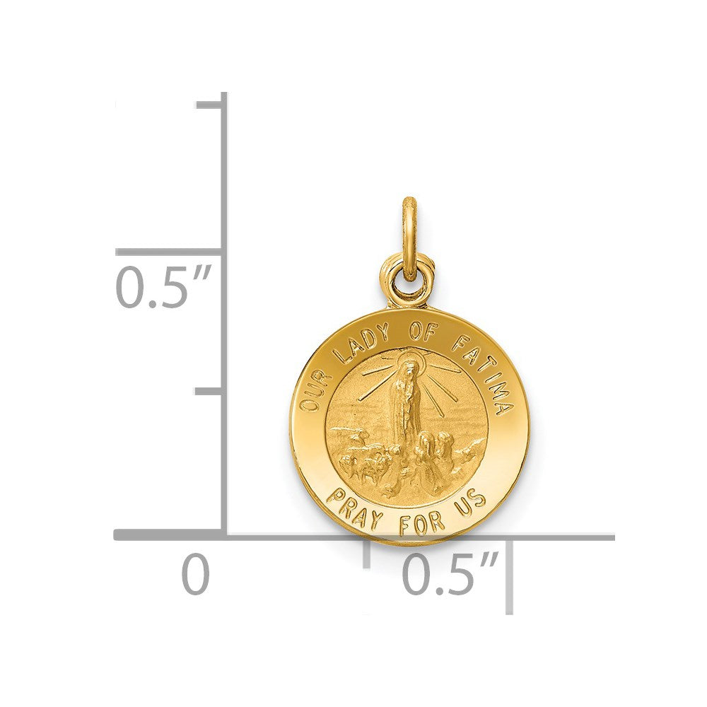 14k Yellow Gold 11 mm Our Lady of Fatima Medal Charm (0.74 grams)