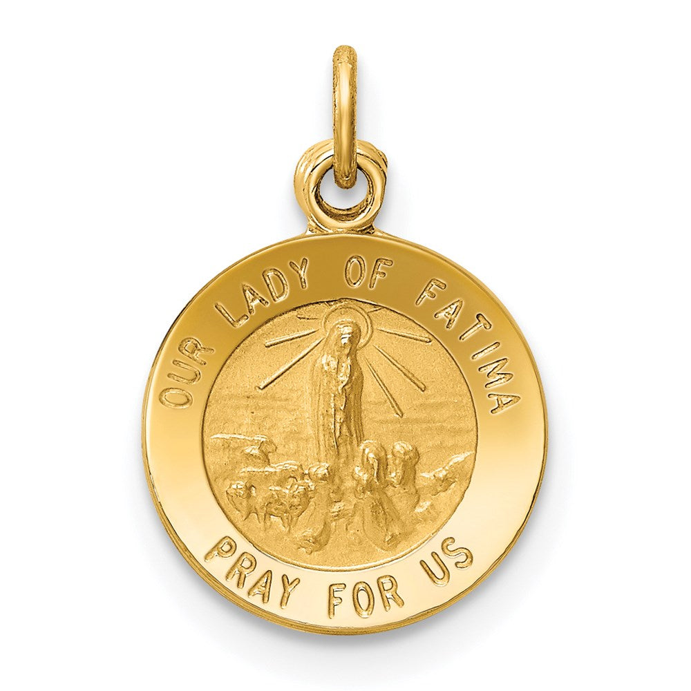 14k Yellow Gold 11 mm Our Lady of Fatima Medal Charm