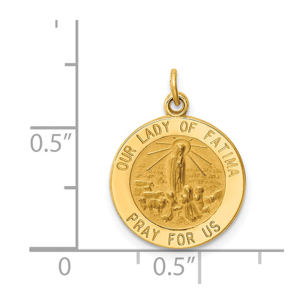 14k Yellow Gold 14.5 mm Our Lady of Fatima Medal Charm (1.2 grams)