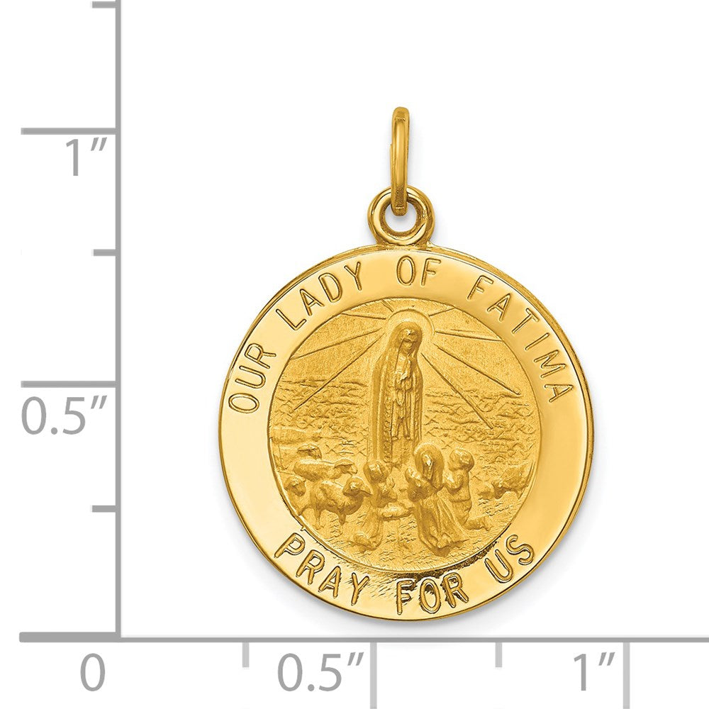 14k Yellow Gold 19.25 mm Our Lady of Fatima Medal Pendant (2.33 grams)