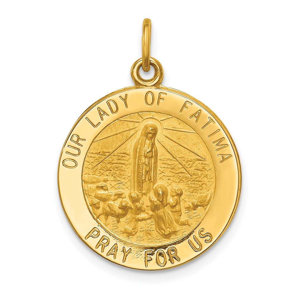 14k Yellow Gold 19.25 mm Our Lady of Fatima Medal Pendant (2.33 grams)