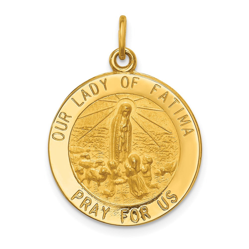 14k Yellow Gold 19.25 mm Our Lady of Fatima Medal Pendant