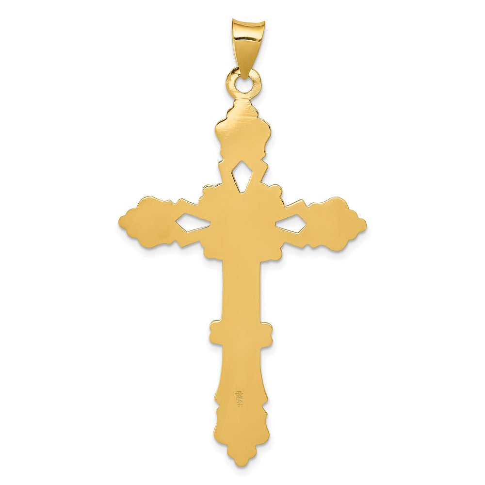 14k Yellow Gold 30 mm Polished Fleur de Lis Cross Pendant (2.91 grams)