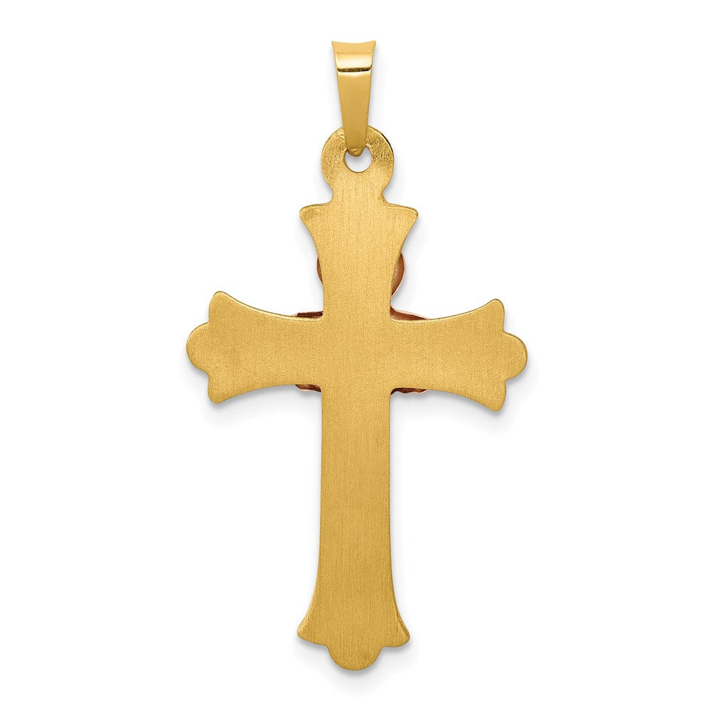 14k Two-tone 18 mm Two-Tone Claddagh Cross Pendant (1.02 grams)