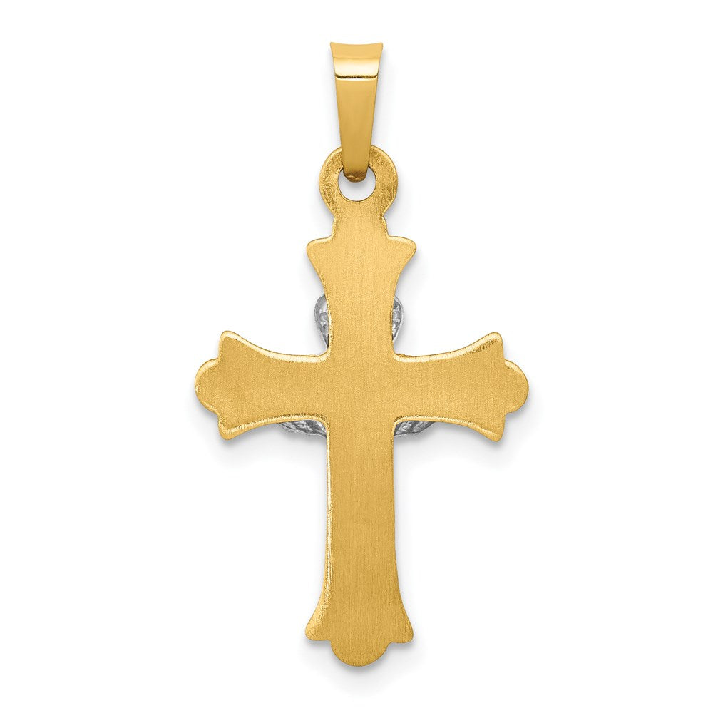 14k Two-tone 15 mm Claddagh Cross Pendant (0.71 grams)
