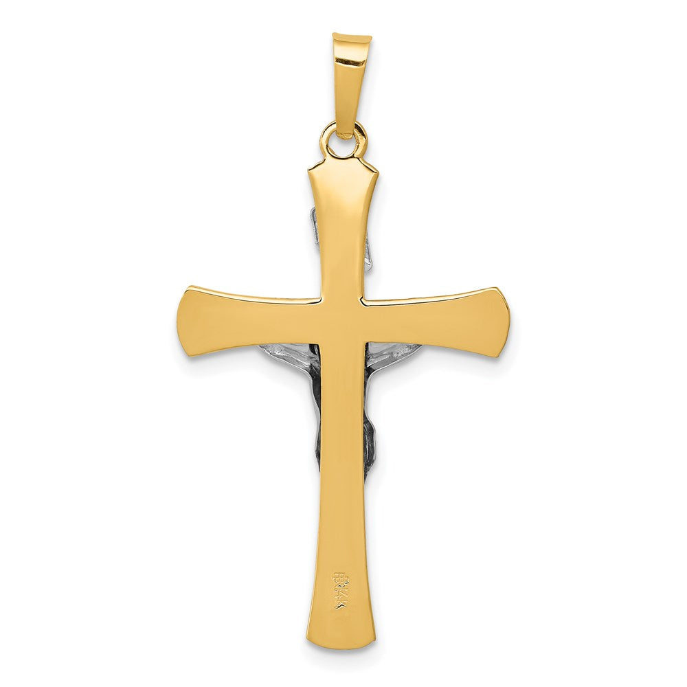 14k Two-tone 20 mm INRI Crucifix Pendant (1.25 grams)