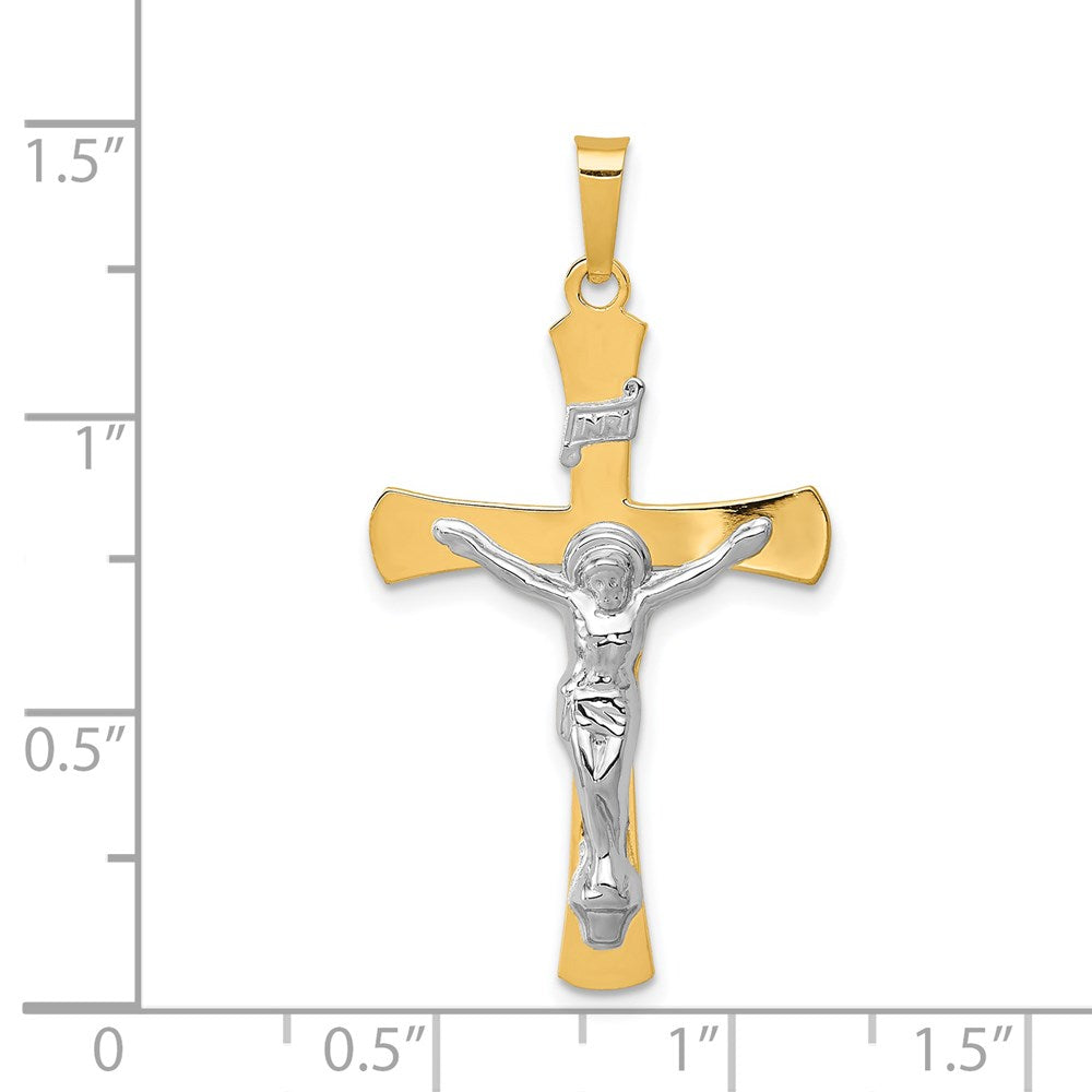 14k Two-tone 20 mm INRI Crucifix Pendant (1.25 grams)