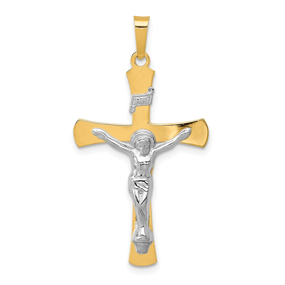 14k Two-tone 20 mm INRI Crucifix Pendant (1.25 grams)