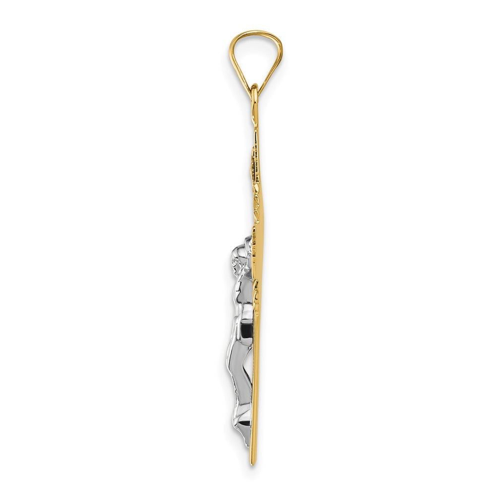 14k Two-tone 20 mm INRI Crucifix Pendant (1.49 grams)