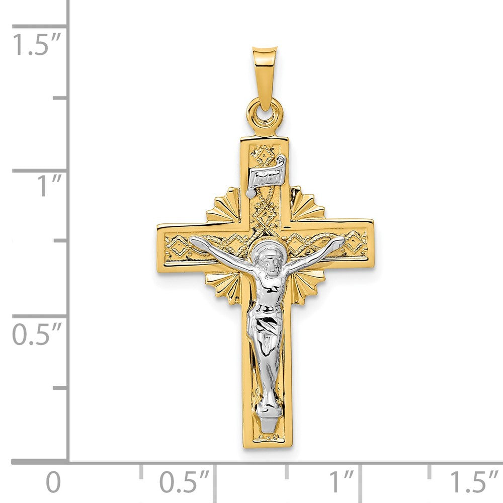 14k Two-tone 20 mm INRI Crucifix Pendant (1.49 grams)