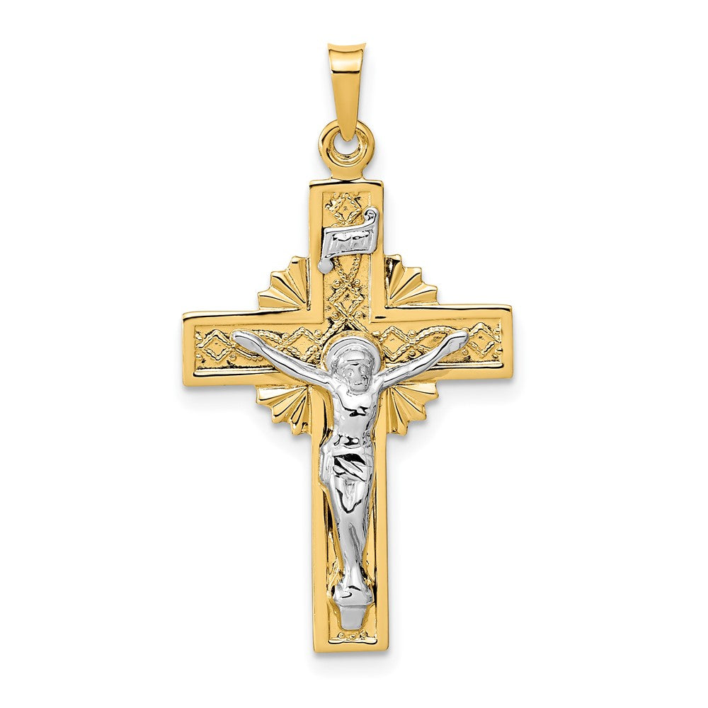14k Two-tone 20 mm INRI Crucifix Pendant (1.49 grams)