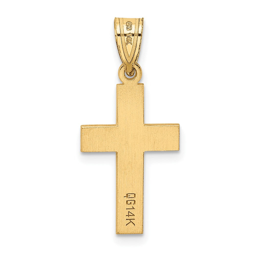 14k Yellow Gold 12 mm Polished .01ct. Diamond Cross Pendant (0.88 grams)