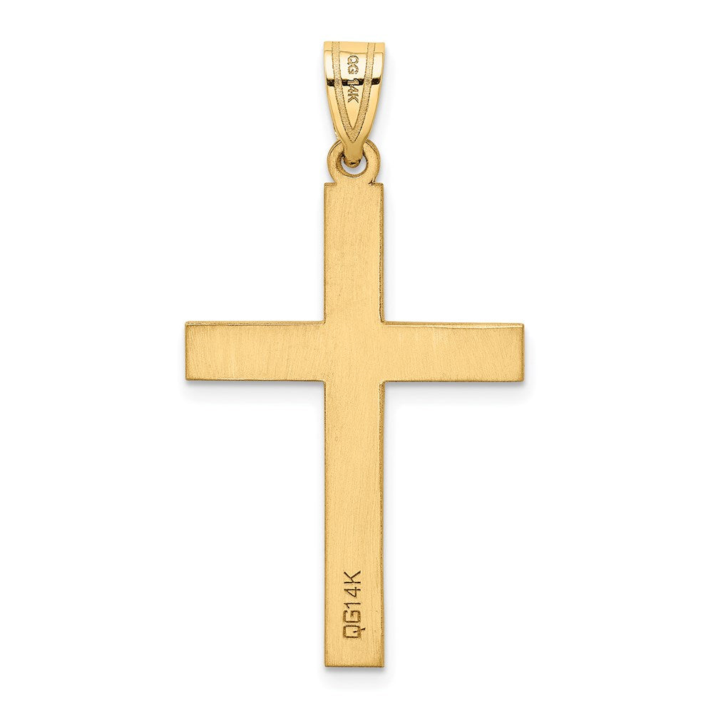 14k Yellow Gold 21 mm Polished .02ct. Diamond Cross Pendant (1.74 grams)