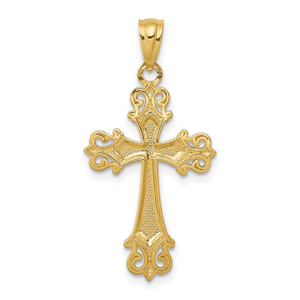 14k Yellow & Rhodium 15 mm D/C Cross Pendant (0.56 grams)