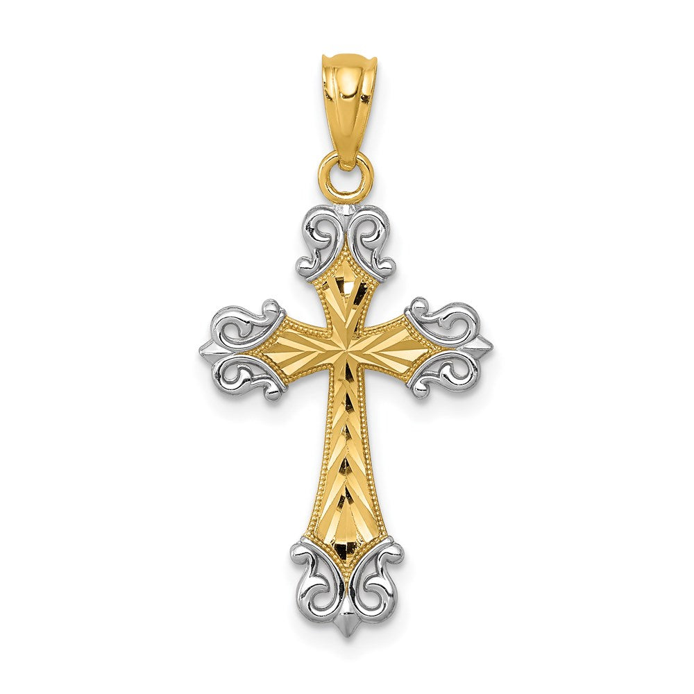 14k Yellow & Rhodium 15 mm D/C Cross Pendant (0.56 grams)