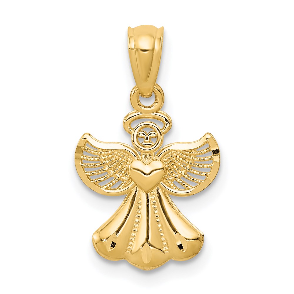 14k Yellow Gold 11 mm Polished Angel Pendant (0.44 grams)