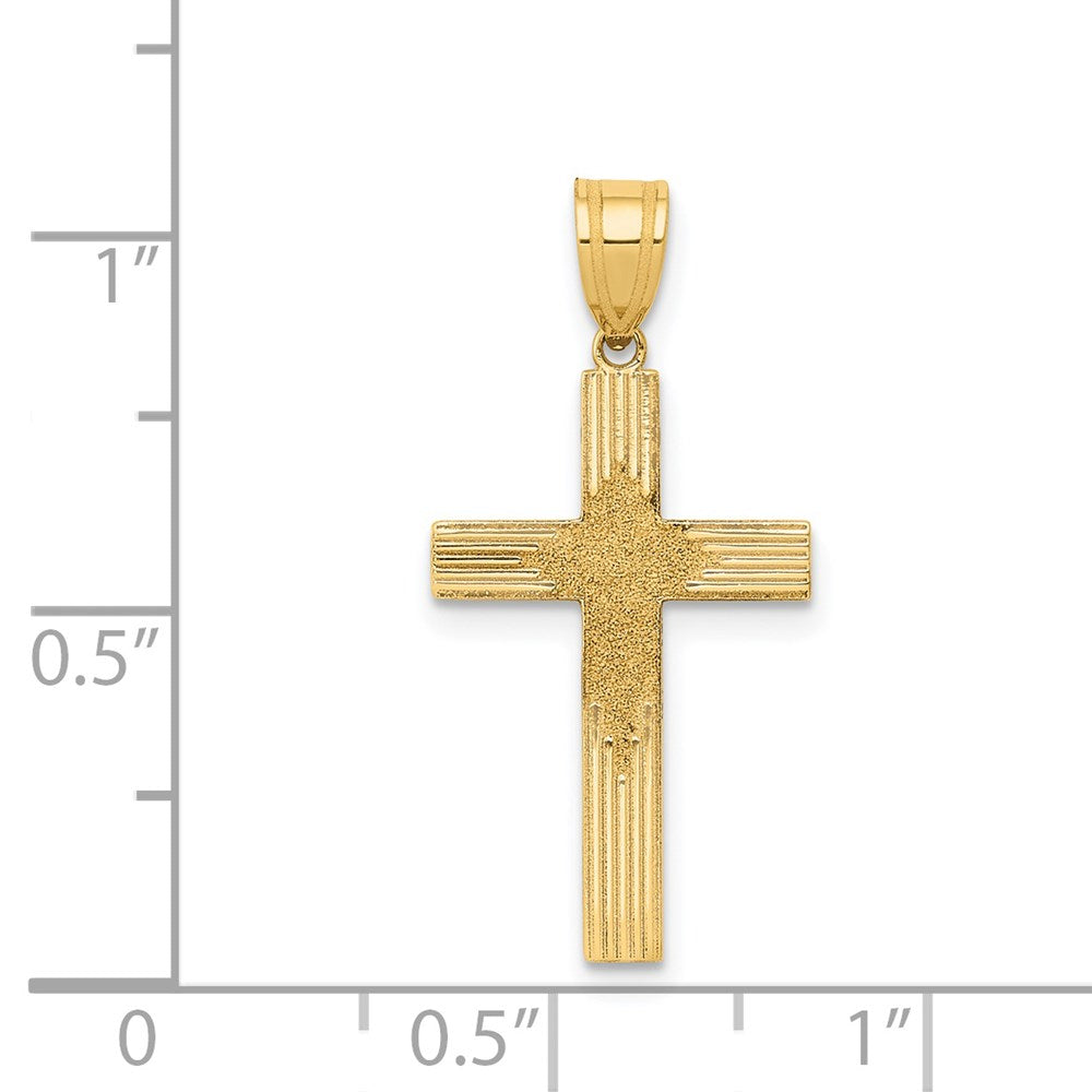 14k Yellow Gold 13 mm Laser Designed Cross (0.77 grams)