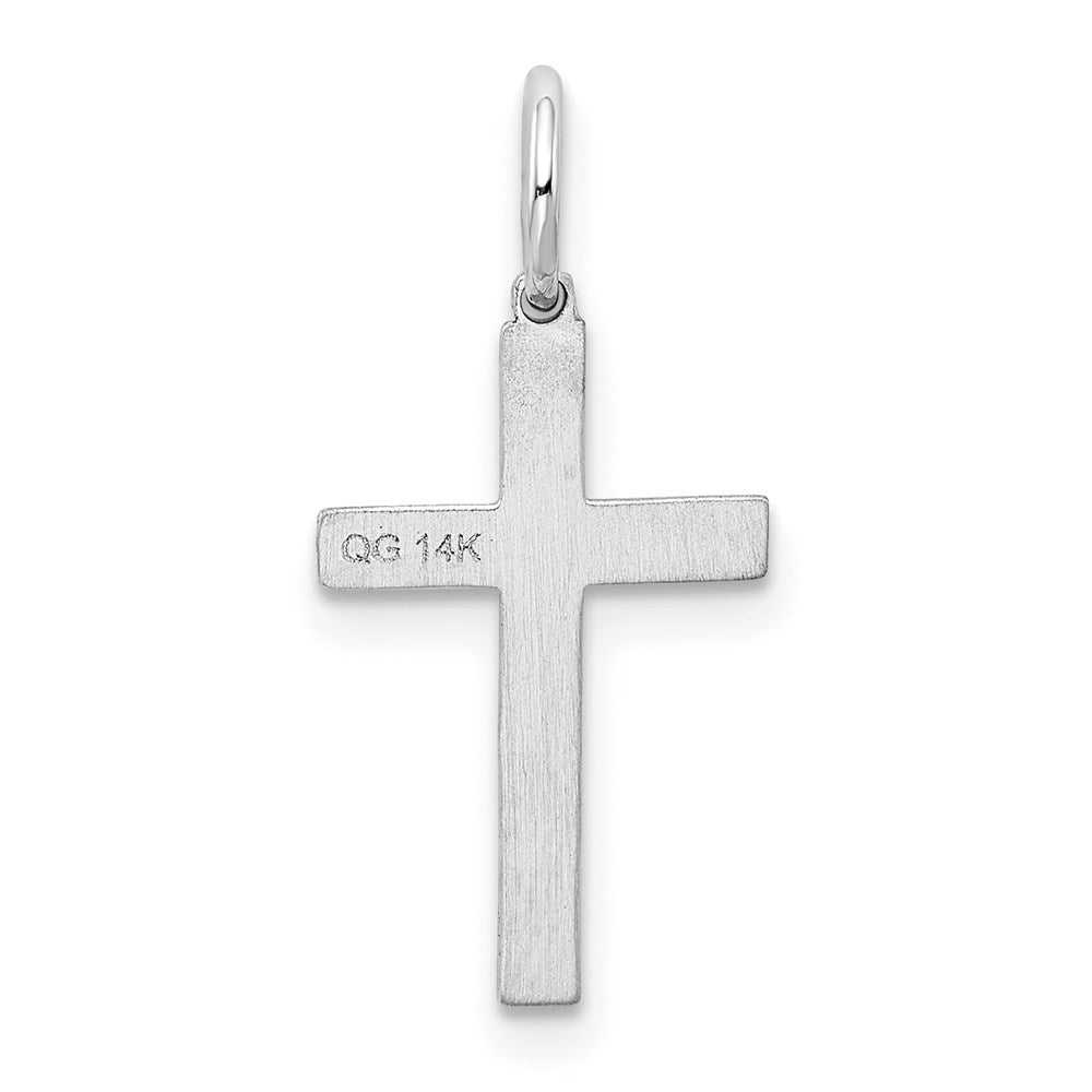 14k White Gold 11 mm Laser Designed Cross Charm (0.36 grams)