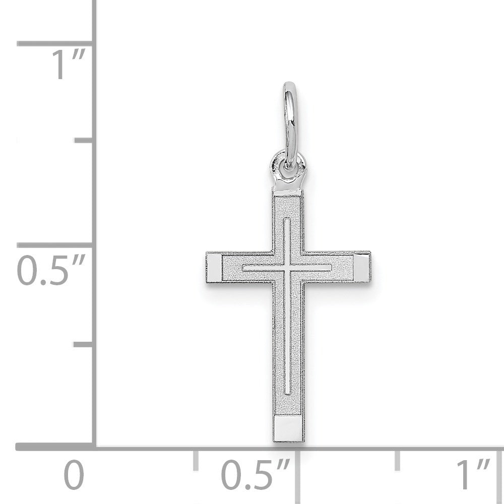 14k White Gold 11 mm Laser Designed Cross Charm (0.36 grams)
