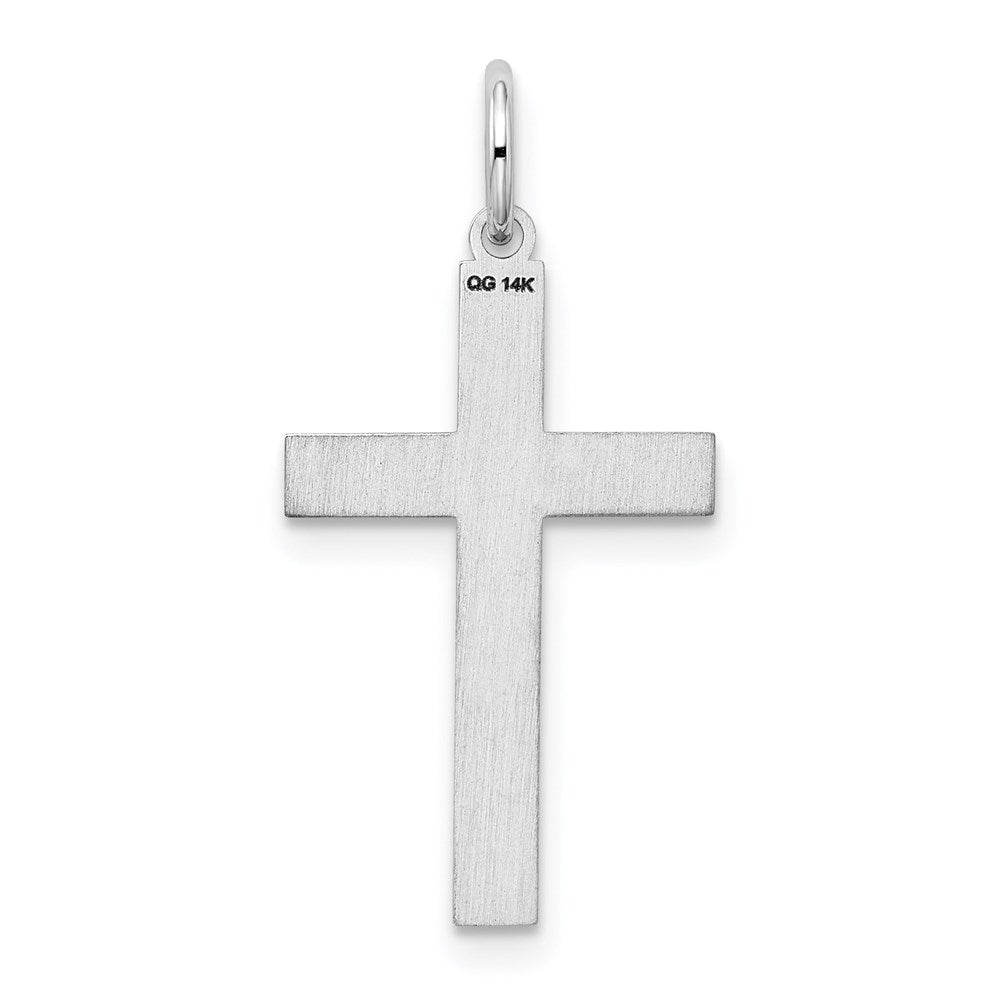 14k White Gold 13 mm Laser Designed Cross Pendant (0.53 grams)