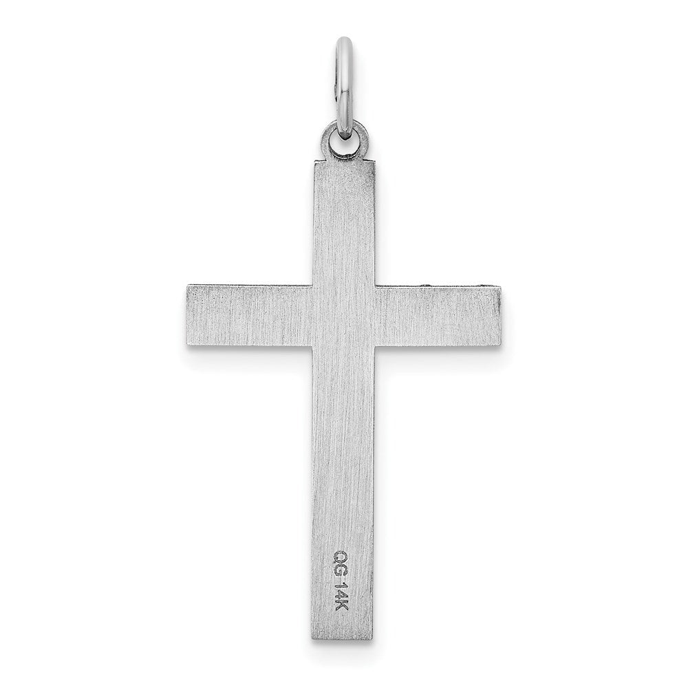 14k White Gold 17 mm Laser Designed Cross Pendant (0.73 grams)
