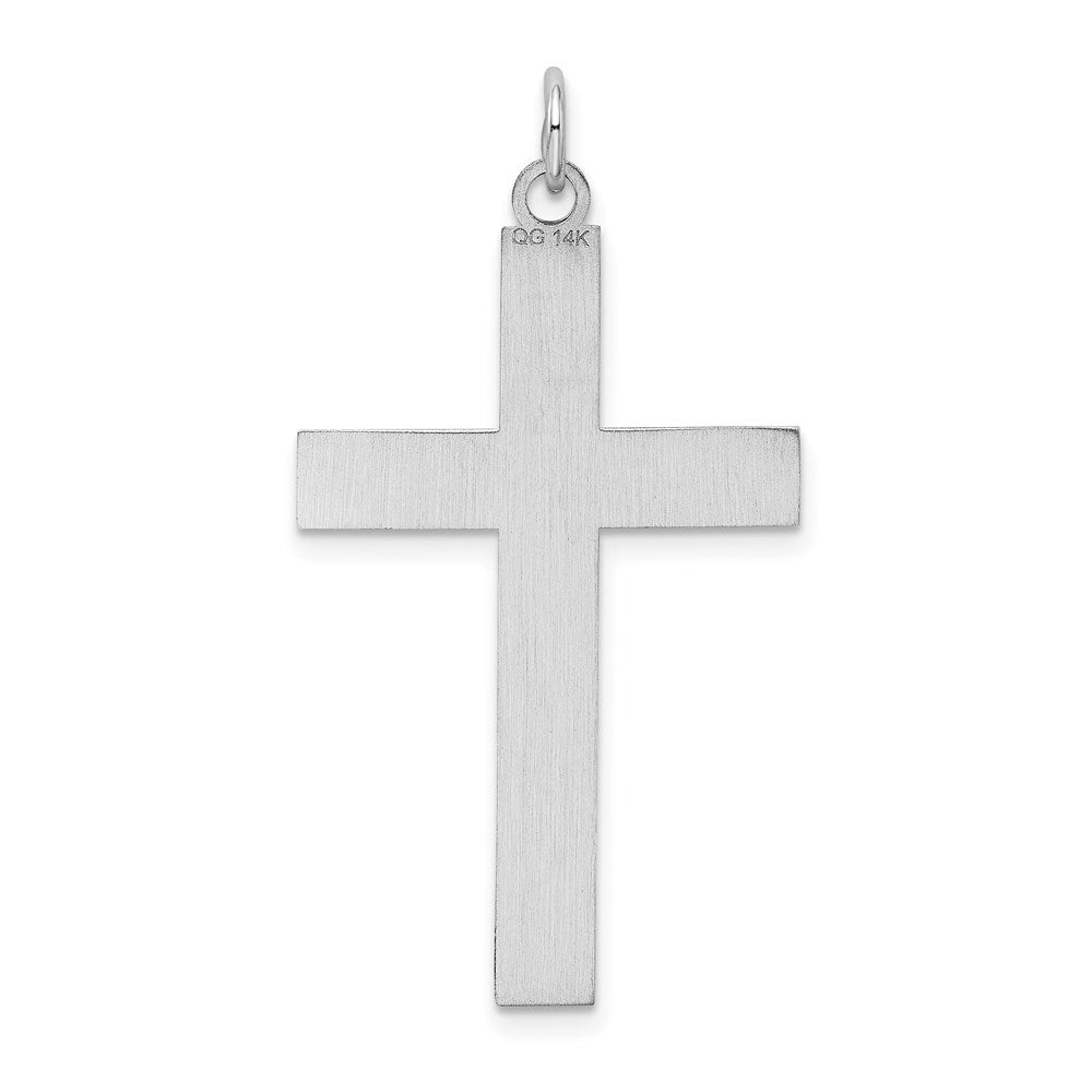 14k White Gold 22 mm Laser Designed Cross Pendant (1.21 grams)