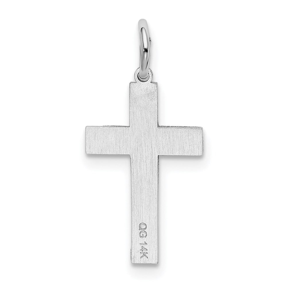 14k White Gold 11 mm Laser Designed Cross Charm (0.59 grams)