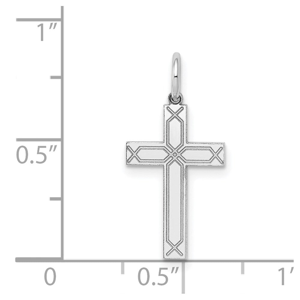 14k White Gold 11 mm Laser Designed Cross Charm (0.59 grams)