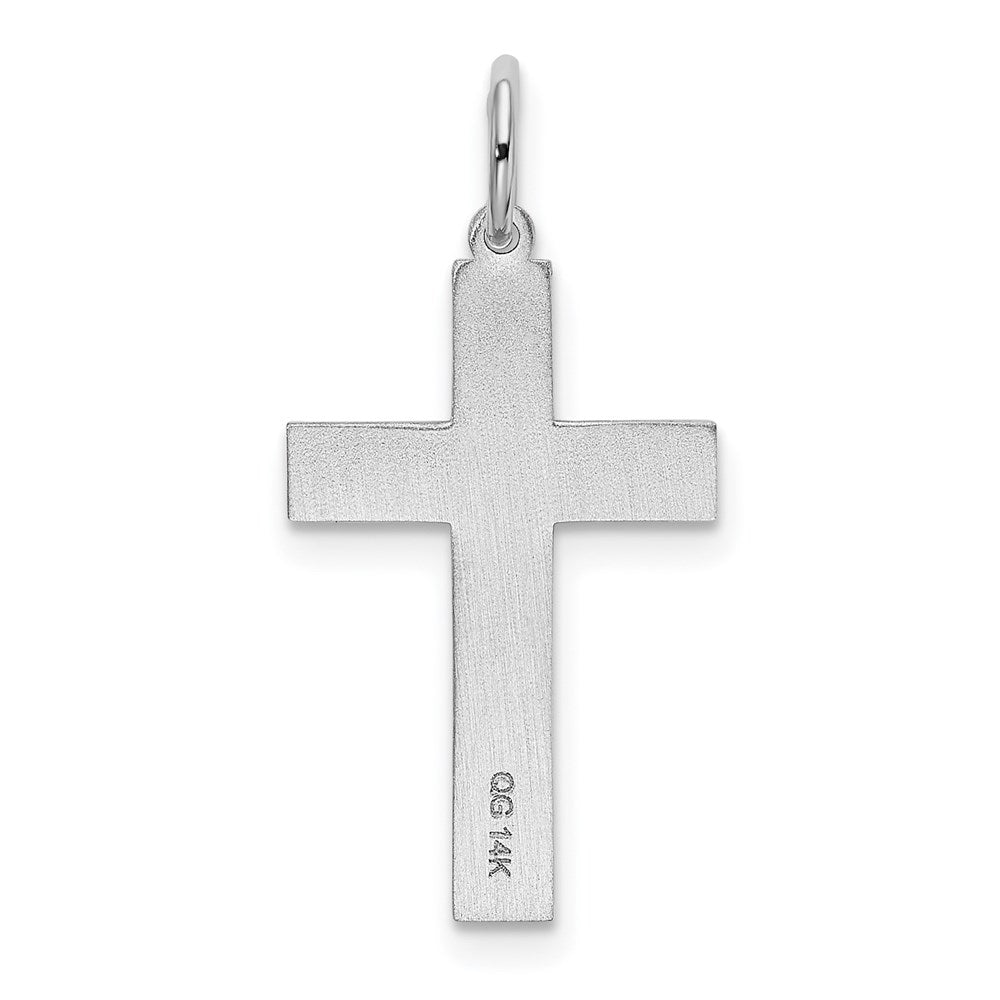 14k White Gold 14 mm Laser Designed Cross Charm (0.84 grams)