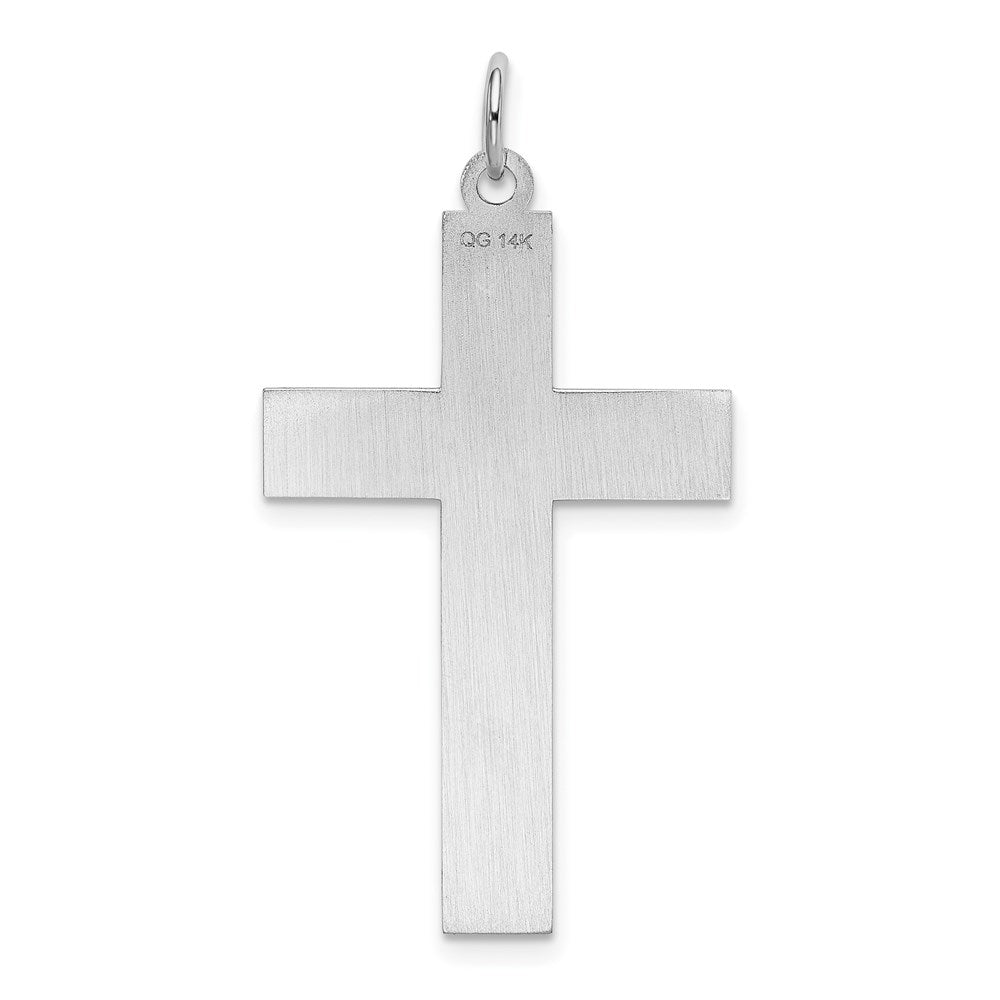 14k White Gold 22 mm Laser Designed Cross Pendant (2.13 grams)