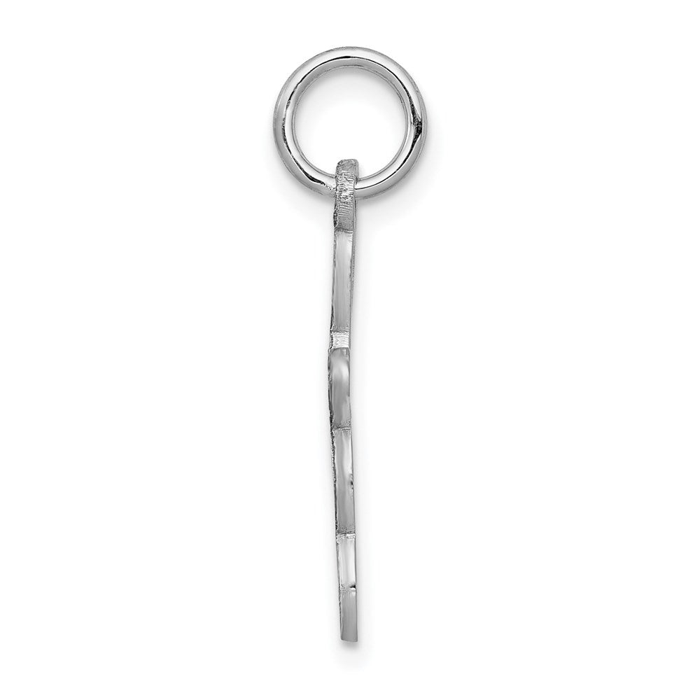 14k White Gold 11 mm Loop w/Center Heart Cross Pendant (0.38 grams)