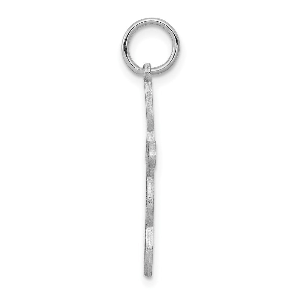 14k White Gold 14 mm Loop w/Center Heart Cross Charm (0.49 grams)