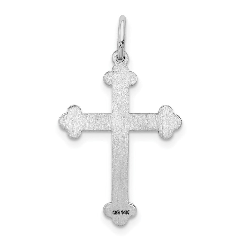 14k White Gold 16 mm Laser Designed Cross Pendant (0.72 grams)