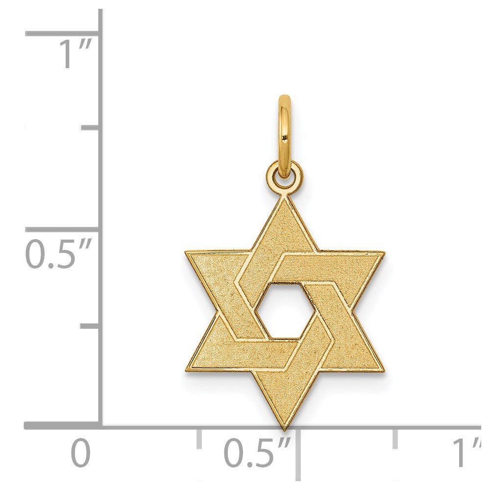 14k Yellow Gold 14 mm Laser Designed Star of David Charm (0.84 grams)