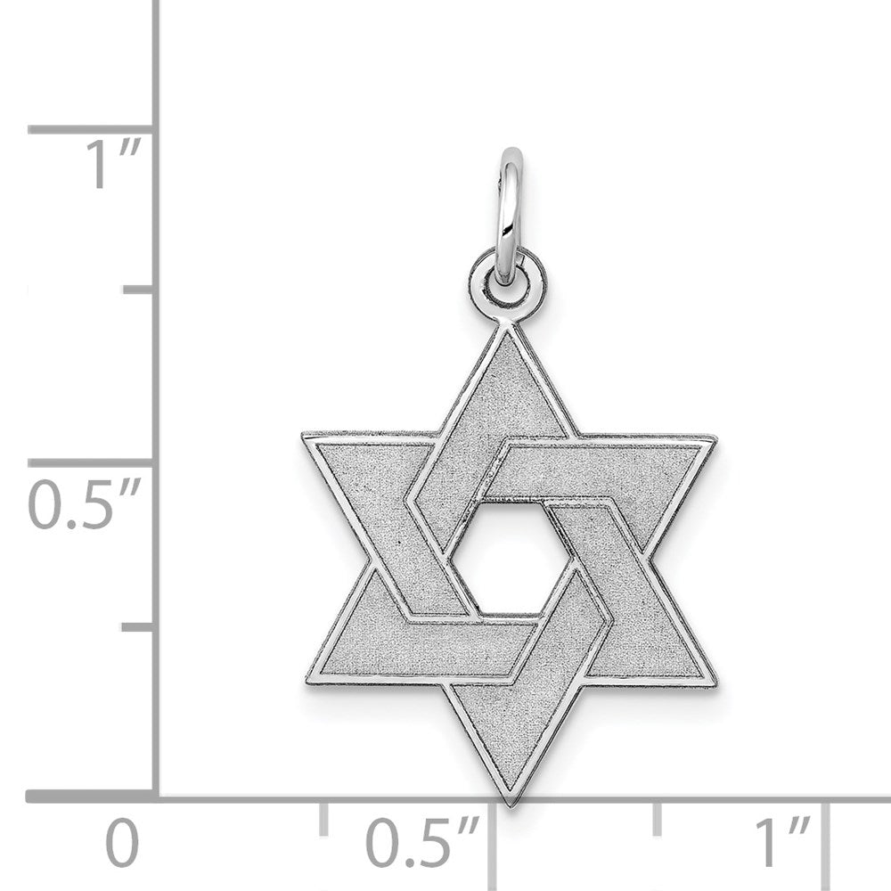 14k White Gold 17 mm Laser Designed Star of David Pendant (1.26 grams)
