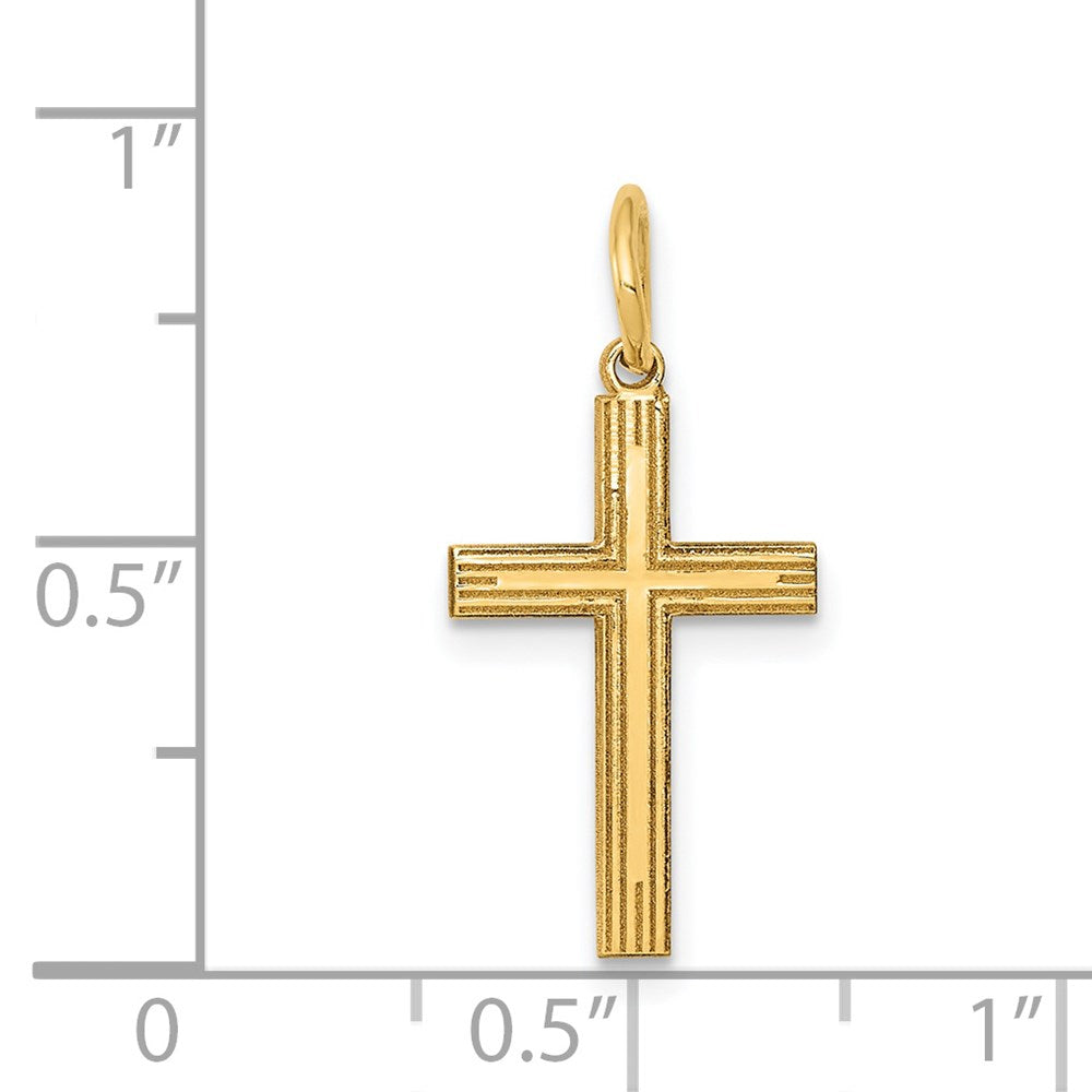 14k Yellow Gold 11 mm Laser Designed Cross Charm
