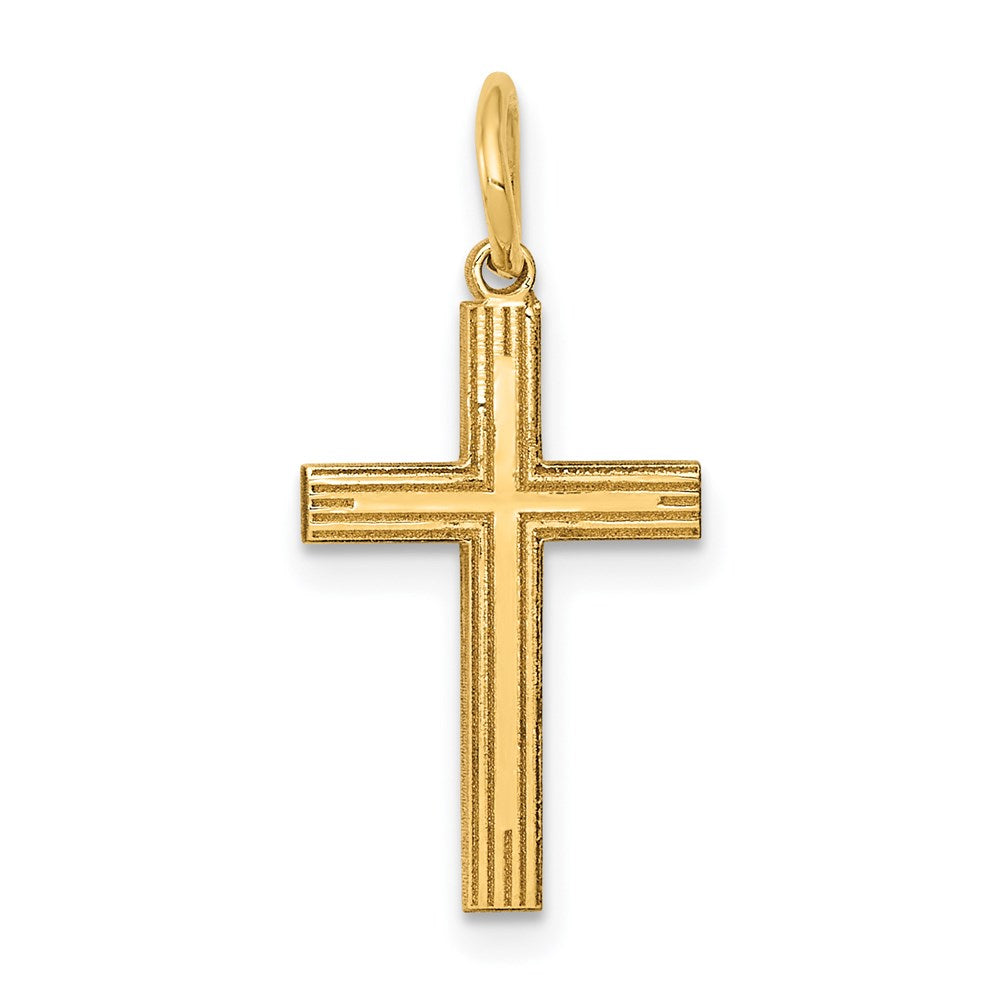 14k Yellow Gold 11 mm Laser Designed Cross Charm (0.7 grams)
