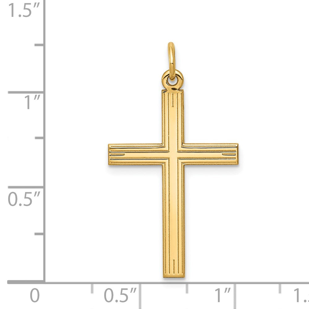 14k Yellow Gold 17 mm Laser Designed Cross Pendant