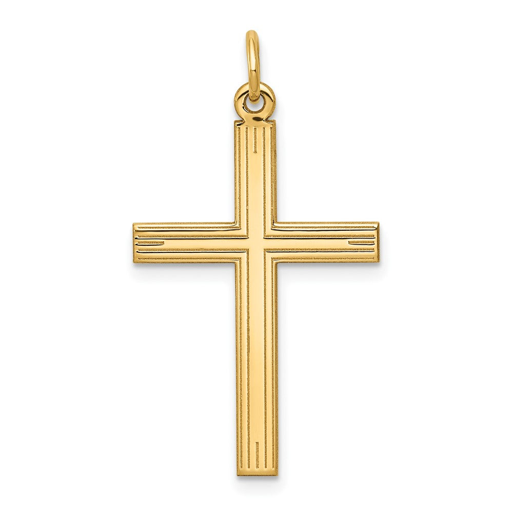 14k Yellow Gold 17 mm Laser Designed Cross Pendant