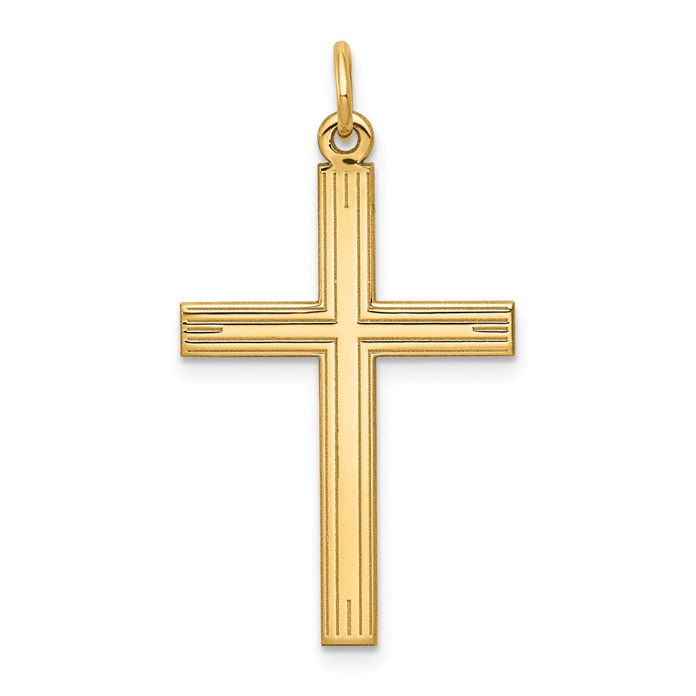 14k Yellow Gold 17 mm Laser Designed Cross Pendant (1.06 grams)