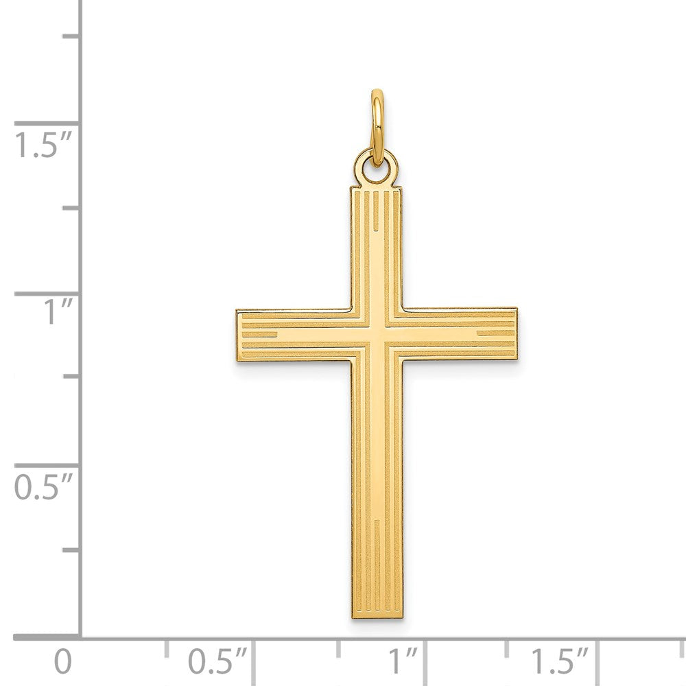 14k Yellow Gold 22 mm Laser Designed Cross Pendant (1.66 grams)