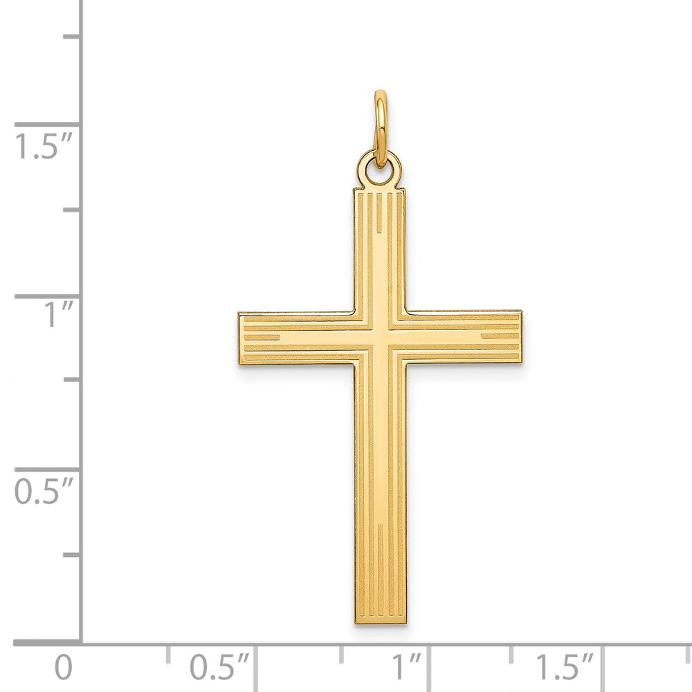 14k Yellow Gold 22 mm Laser Designed Cross Pendant