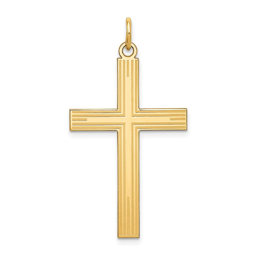 14k Yellow Gold 22 mm Laser Designed Cross Pendant (1.66 grams)