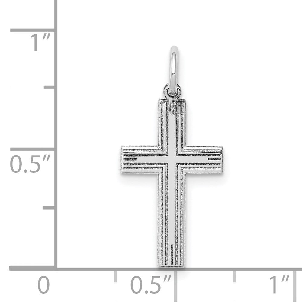 14k White Gold 11 mm  Laser Designed Cross Pendant