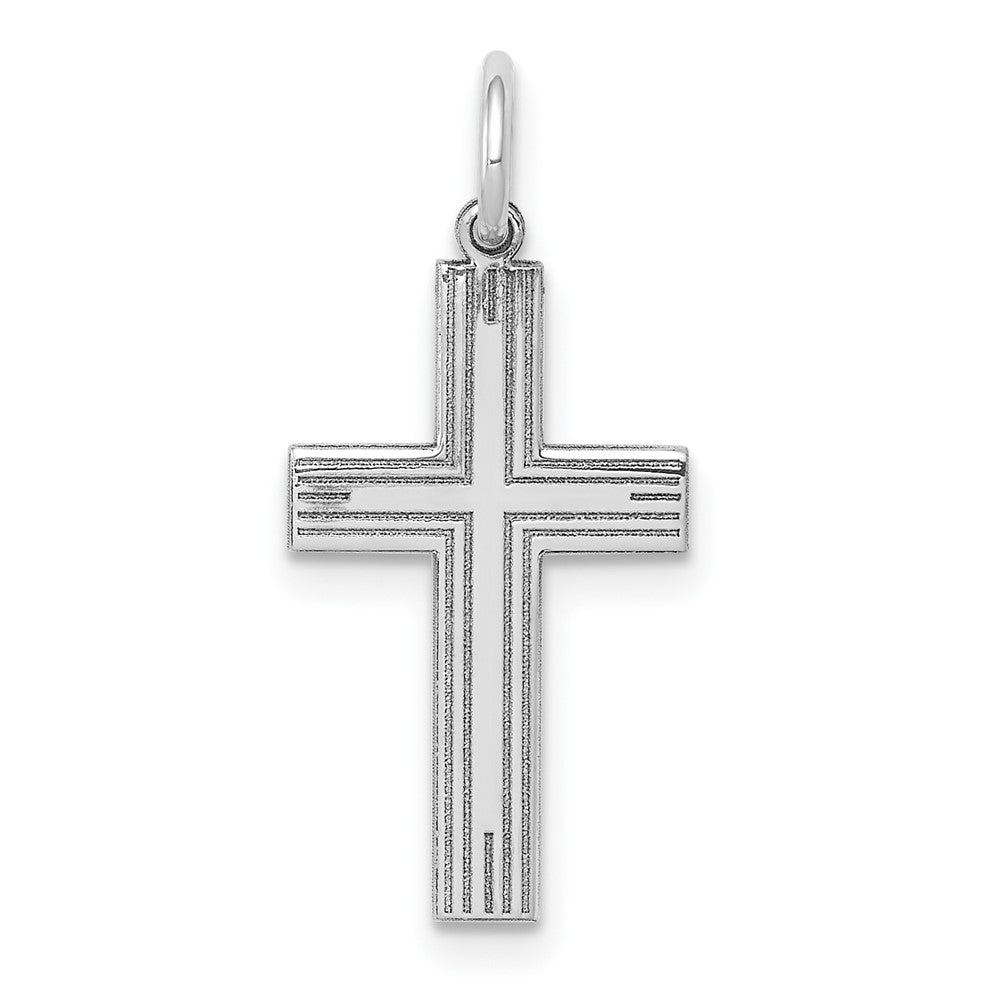 14k White Gold 11 mm Laser Designed Cross Pendant (0.69 grams)